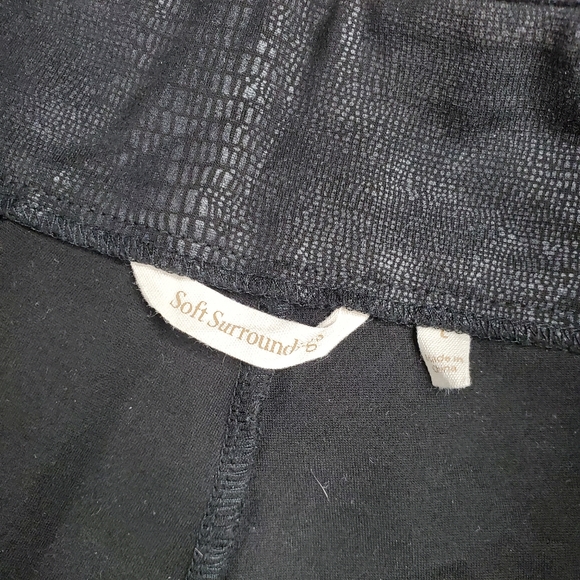 Soft Surroundings Charlize Ponte Black Foil Pants Womens Large Cropped Leggings - Picture 9 of 10